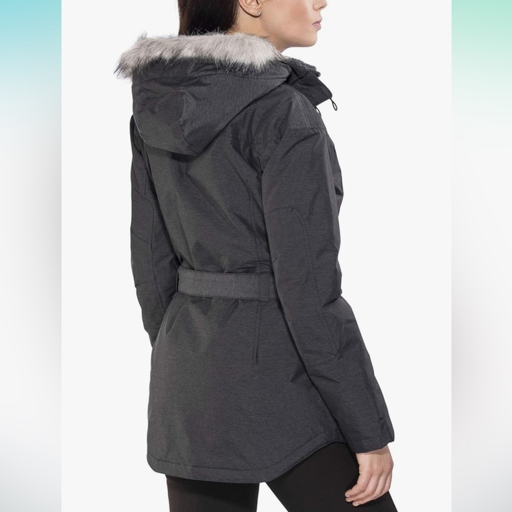 Columbia Carson Pass II Charcoal Black OmniTech Belted Winter Coat - Picture 2 of 9